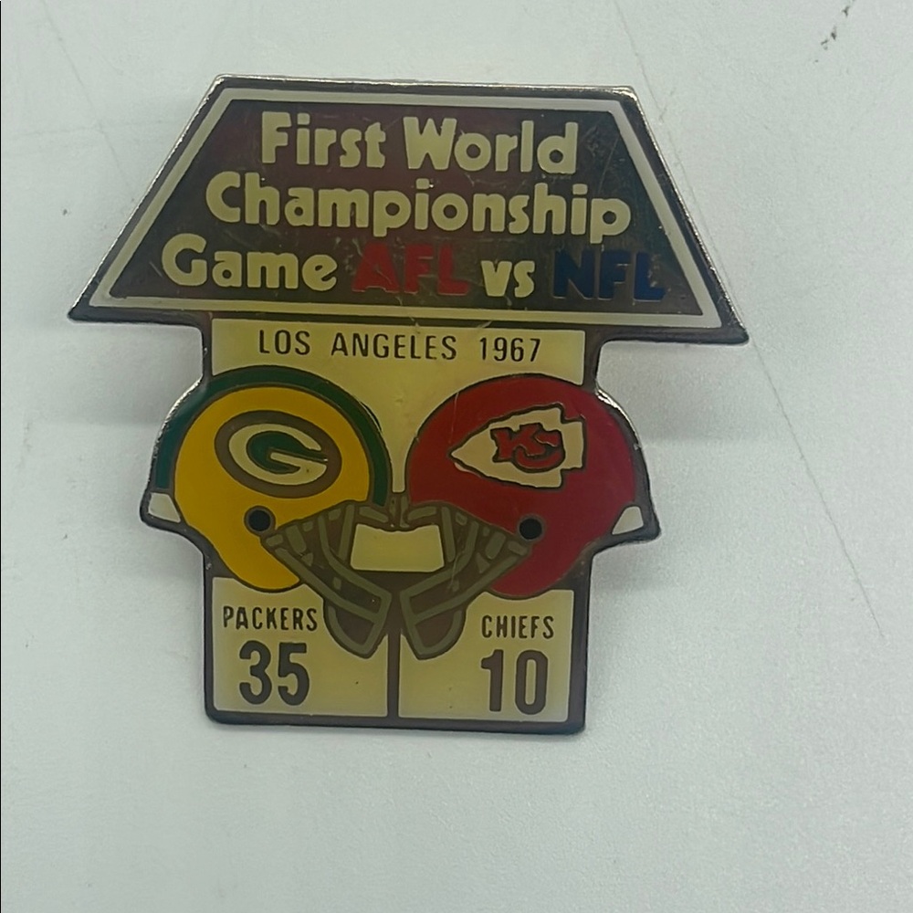 Green and Red Super Bowl I Commemorative Game Pin